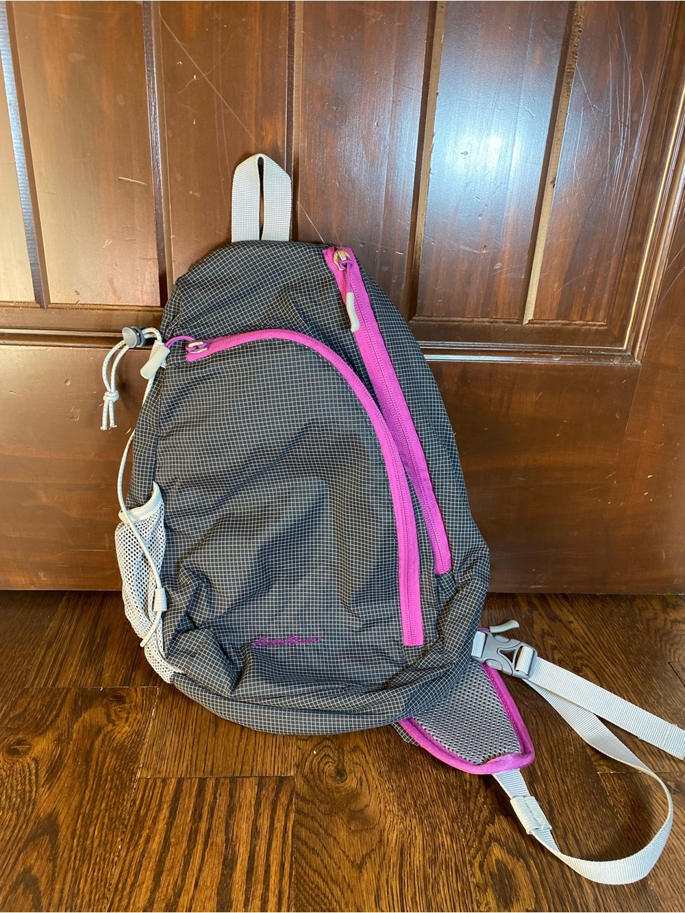 Eddie Bauer Women Crossbody Shoulder Sling Backpack Nylon Hiking Bag Pink/Black